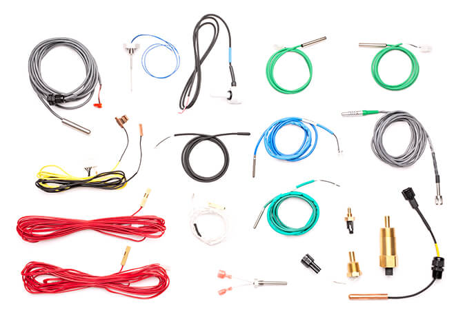 Overhead view of several temperature probes